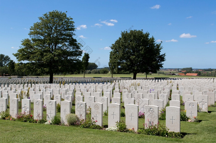 泰恩床世界战争一个墓地的最大英国战争墓地的世界帕森代尔比利时