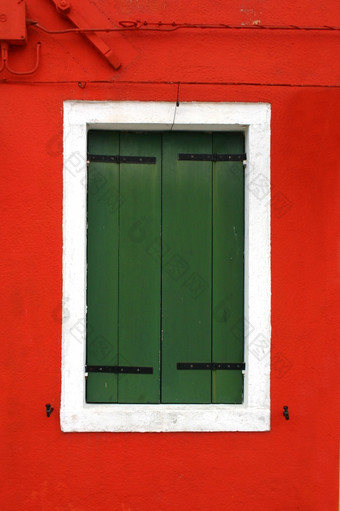 窗口一个的彩色的房子burano威尼斯意大利