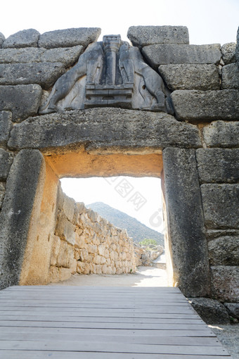 考古网站迈锡尼的考古网站迈锡尼的伯罗奔尼撒半岛与的狮子门和财政部坟墓