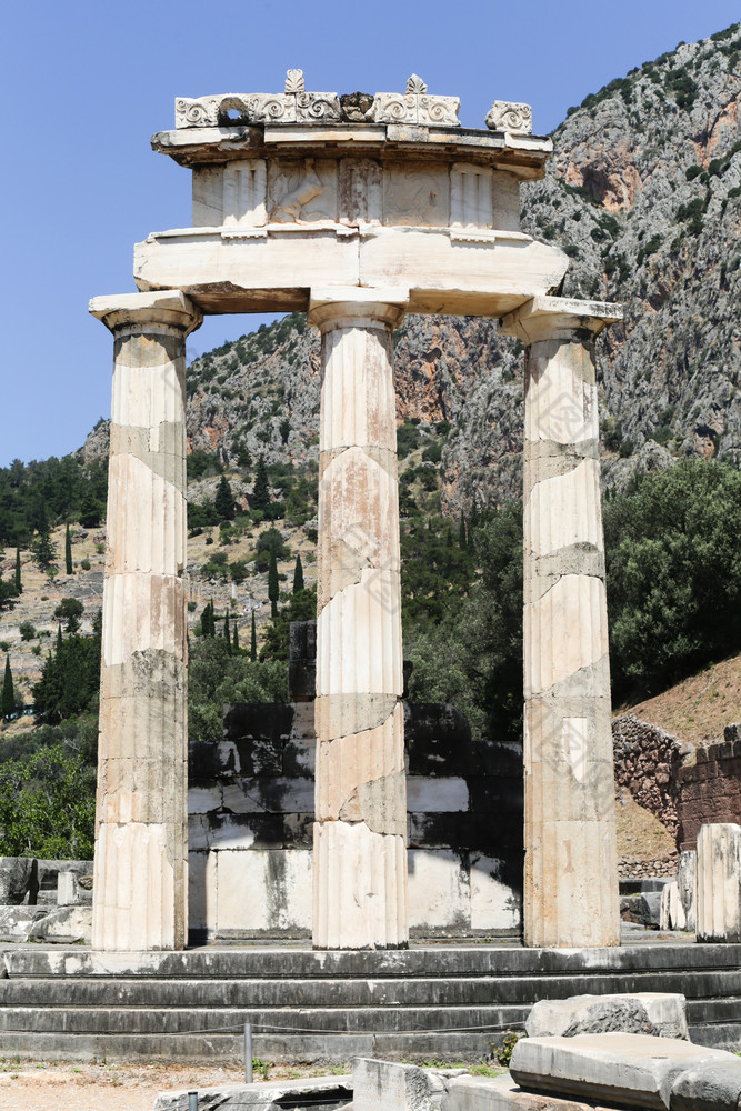 的废墟特尔斐考古网站希腊的山诗人特尔斐著名的的甲骨文的圣所专用的阿波罗联合国教科文组织世界遗产