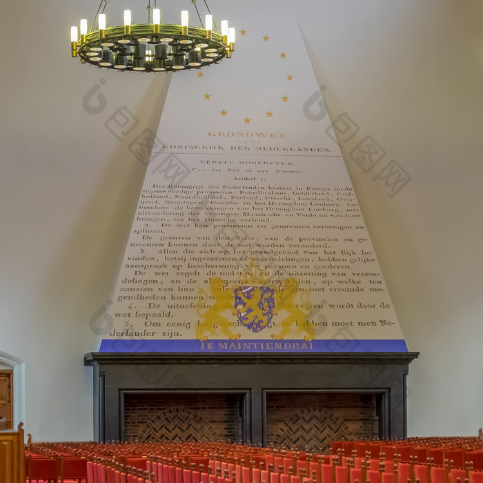 的骑士大厅大厅骑士的黑格与文章的荷兰宪法的壁炉架