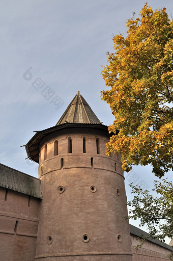 塔中世纪的斯帕索-叶夫菲梅夫斯基修道院苏兹达尔的金环俄罗斯