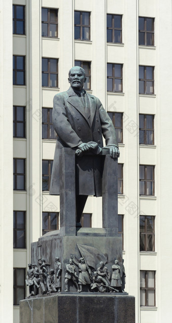 纪念碑苏联领袖列宁之前的<strong>政府</strong>房子的独立广场明斯克白俄罗斯