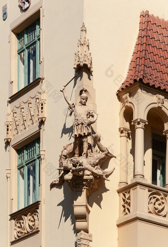 <strong>雕塑</strong>的边缘老<strong>建筑</strong>中心布拉格捷克共和国