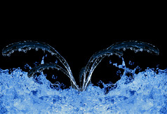 蓝色的水溅黑色的使用水溅背景蓝色的水溅黑色的