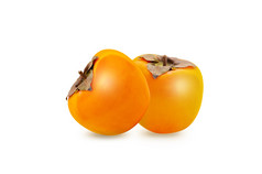 新鲜的成熟的柿子孤立的白色背景