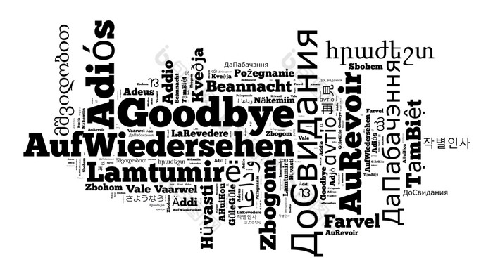 词再见不同的语言词云概念词再见不同的语言