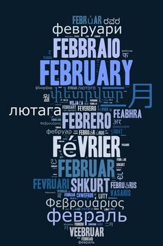 词2月不同的语言词云概念