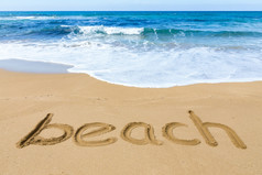 词海滩写桑迪海岸与蓝色的海