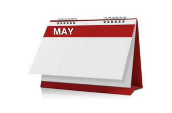 五月日历空孤立的白色背景与剪裁路径五月日历