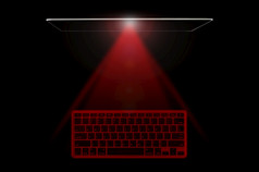 数字虚拟键盘黑色的背景投影键盘形式电脑输入设备即的图像虚拟键盘预计到表面数字虚拟键盘