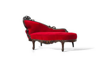 古董奢侈品红色的沙发<strong>扶手</strong>椅孤立的白色背景红色的沙发<strong>扶手</strong>椅