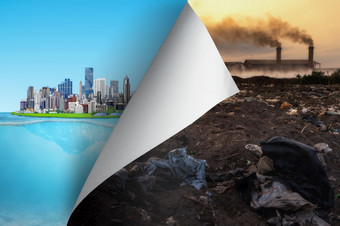改变概念把污染页面揭示城市友好的的环境改变现实希望灵感环境保护改变天气环境运动污染改变概念
