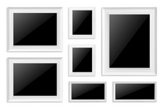 白色框架孤立的与空白黑色的白色背景与剪裁路径白色框架孤立的