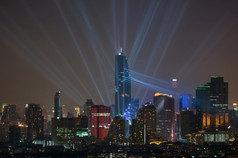 曼谷晚上视图与摩天大楼业务区曼谷泰国曼谷城市景观