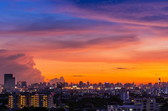 美丽的城市景观视图曼谷rsquo业务区和住宅社区黄昏城市景观视图曼谷