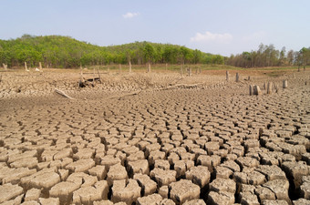 全球气候变暖干旱的夏天的地面干储层美卫生部lampang泰国全球气候变暖干旱