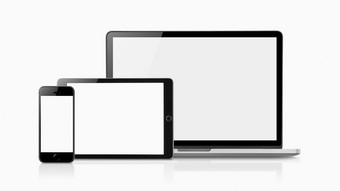 移动PC智能手机和平板电脑<strong>模型</strong>与空白屏幕孤立的白色背景概念<strong>模型</strong>Copyspace为文本概念<strong>模型</strong>