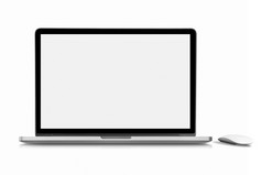 移动PC电脑和鼠标孤立的白色与剪裁路径空白白色空间的屏幕移动PC电脑孤立的