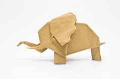 的折纸大象亚洲回收纸孤立的白色折纸大象