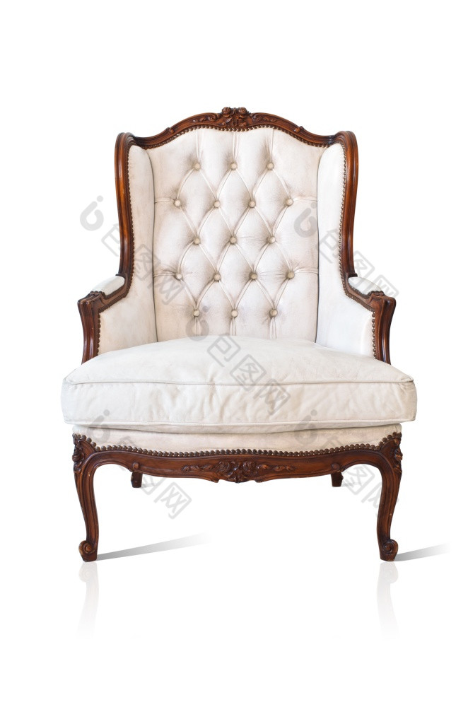 古董奢侈品白色沙发扶手椅孤立的白色背景白色扶手椅