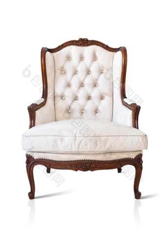 古董奢侈品白色沙发<strong>扶手</strong>椅孤立的白色背景白色<strong>扶手</strong>椅