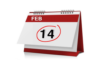 2月桌面日历孤立的白色背景与剪裁路径2月日历