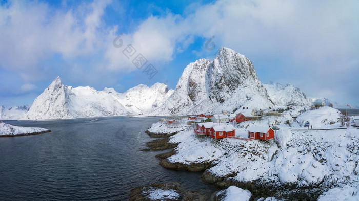 美丽的视图风景优美的罗弗敦群岛岛屿群岛冬天风景美丽的山景观冬天挪威斯堪的那维亚冬天挪威