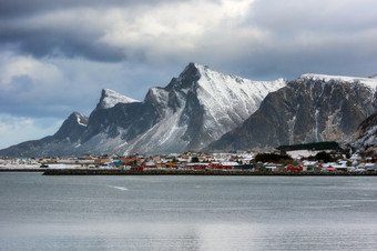 美丽的视图<strong>风景</strong>优美的罗弗敦群岛岛屿群岛<strong>冬</strong>天<strong>风景</strong>美丽的山景观<strong>冬</strong>天挪威斯堪的那维亚<strong>冬</strong>天挪威