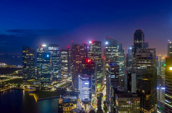 新加坡2月空中视图新加坡业务区和城市玛丽娜湾湾位于的中央区域新加坡2月新加坡旅行假期新加坡