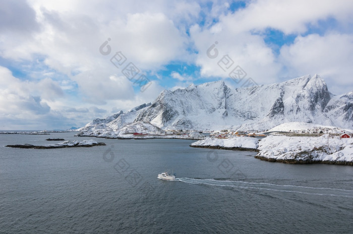 美丽的视图风景优美的罗弗敦群岛岛屿群岛冬天风景美丽的山景观冬天挪威斯堪的那维亚冬天挪威