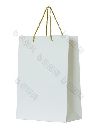 白色纸袋孤立的白色与剪裁路径
