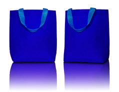 蓝色的购物袋白色背景