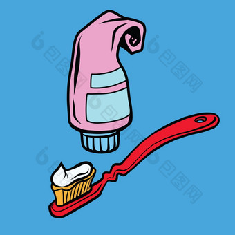 集<strong>牙膏</strong>和牙刷流行艺术插图<strong>个人</strong>卫生和清洁的牙齿