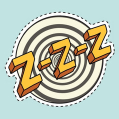 zzz声音睡眠和zumm流行艺术漫画插图标签贴纸切割轮廓