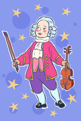 婴儿小提琴家音乐家小莫扎特艺术的向量插图