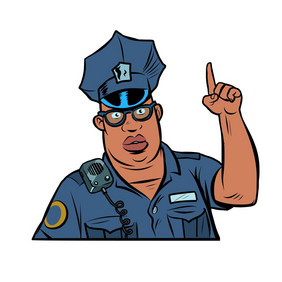 非洲警察官指数手指艺术的向量画插图非洲警察官指数手指