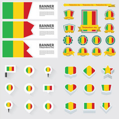 马里独立一天信息图表和标签集