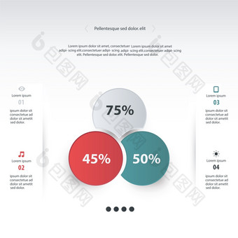 向量圆信息图表模板为图图演讲和图表业务概念与三个选项部分步骤流程摘要背景
