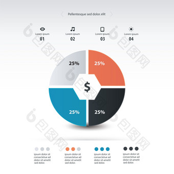 馅饼图表infographics模板设计