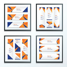横幅集橙色和蓝色的集明亮的现代摘要横幅设计