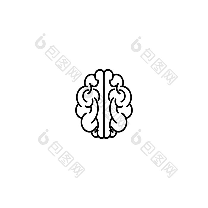 人类大脑白色向量大纲插图人类大脑白色背景