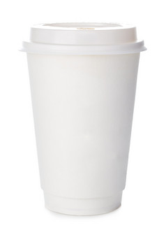 纸杯咖啡特写镜头孤立的白色背景