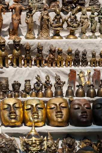 面具雕塑使铜而且青铜市场缅甸面具雕塑使铜而且青铜市场蒲甘缅甸缅甸