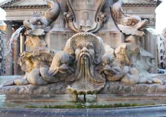 古老的喷泉广场罗通达外万神殿罗马意大利古老的喷泉广场罗通达外万神殿罗马意大利
