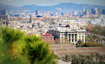 全景空中视图城市巴塞罗那加泰罗尼亚西班牙全景空中视图城市巴塞罗那加泰罗尼亚西班牙