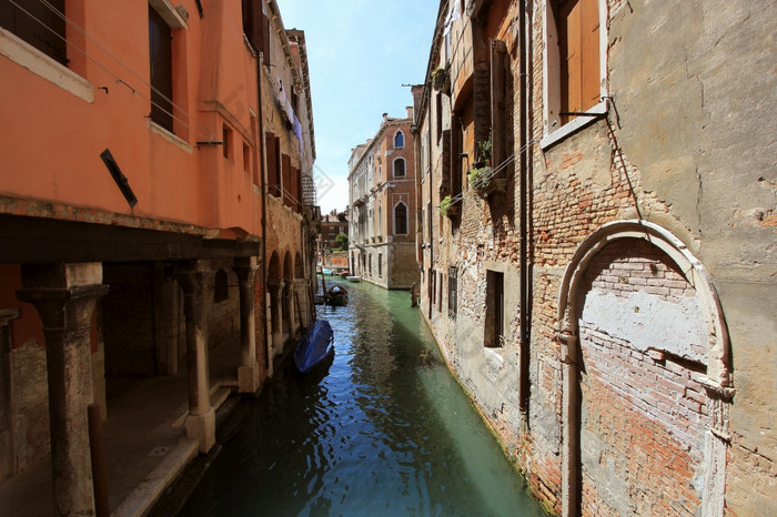 运河威尼斯意大利精致的古董建筑沿着运河运河威尼斯意大利精致的建筑沿着运河