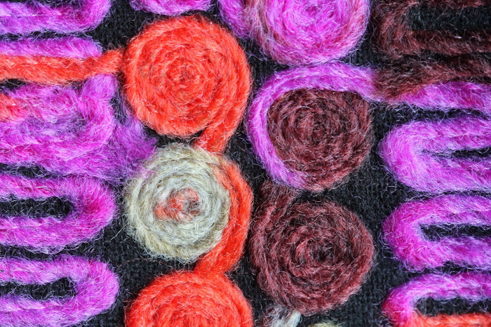 彩色的针织织物背景纹理色彩斑斓的织物与模式席关闭多色的帆布纹理粗麻布摘要片段彩色的地毯