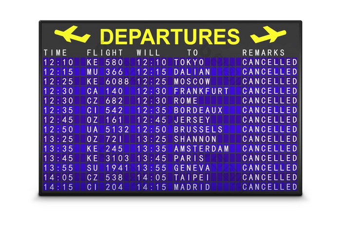 机场离开董事会与取消了航班渲染