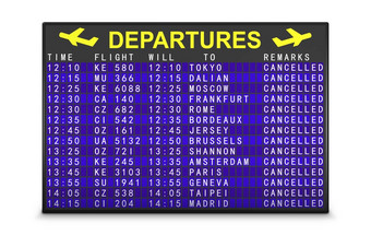 机场离开董事会与取消了航班渲染